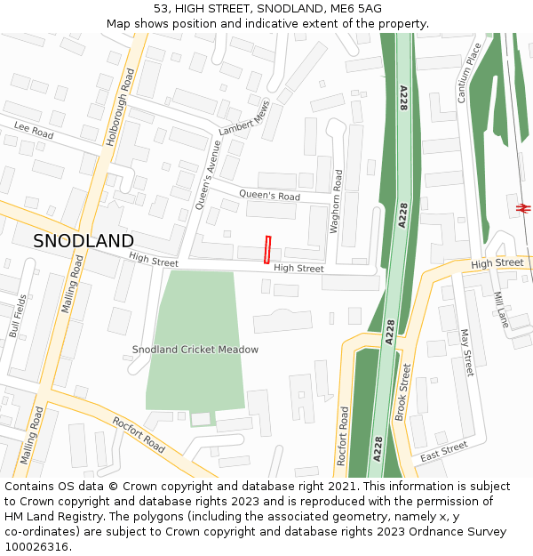 53, HIGH STREET, SNODLAND, ME6 5AG: Location map and indicative extent of plot
