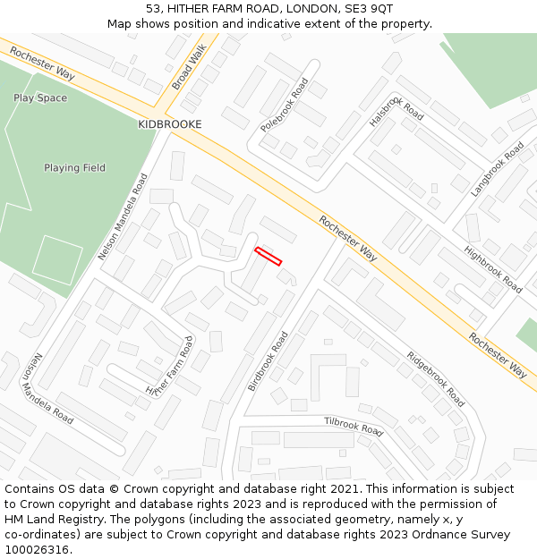 53, HITHER FARM ROAD, LONDON, SE3 9QT: Location map and indicative extent of plot