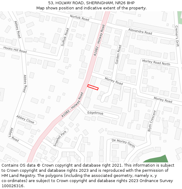 53, HOLWAY ROAD, SHERINGHAM, NR26 8HP: Location map and indicative extent of plot