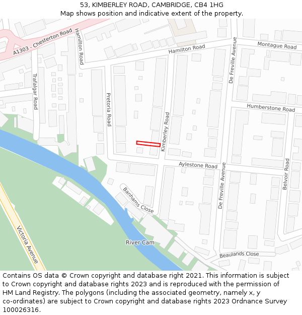 53, KIMBERLEY ROAD, CAMBRIDGE, CB4 1HG: Location map and indicative extent of plot