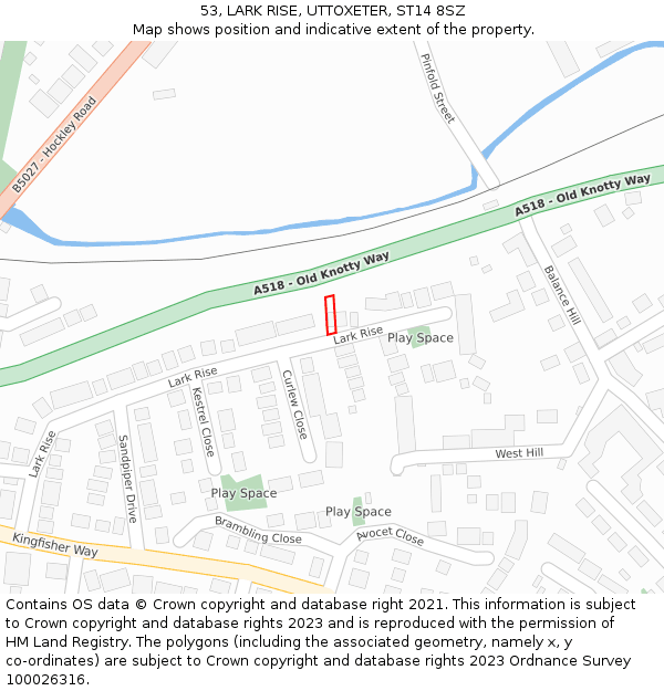 53, LARK RISE, UTTOXETER, ST14 8SZ: Location map and indicative extent of plot