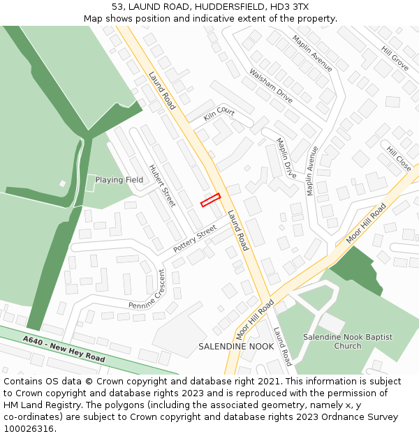 53, LAUND ROAD, HUDDERSFIELD, HD3 3TX: Location map and indicative extent of plot