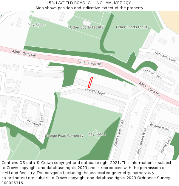 53, LAYFIELD ROAD, GILLINGHAM, ME7 2QY: Location map and indicative extent of plot