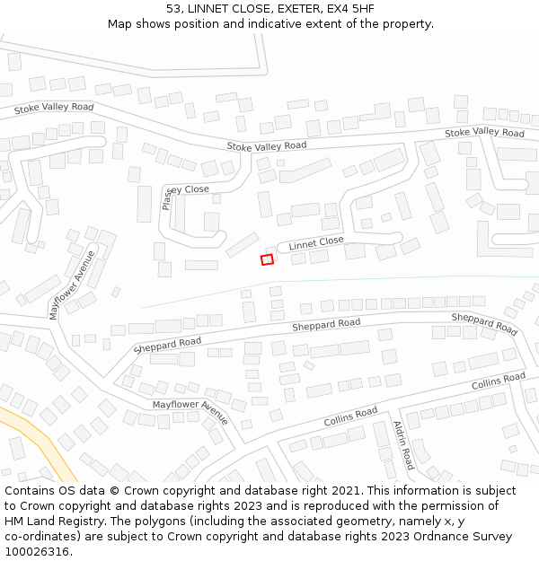 53, LINNET CLOSE, EXETER, EX4 5HF: Location map and indicative extent of plot