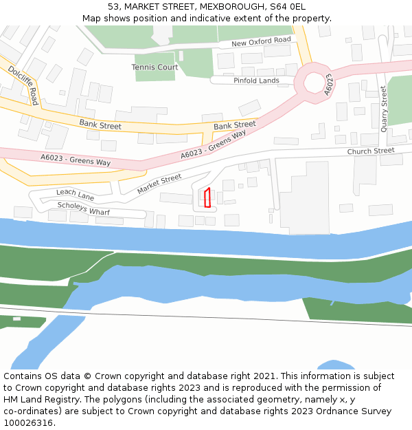 53, MARKET STREET, MEXBOROUGH, S64 0EL: Location map and indicative extent of plot