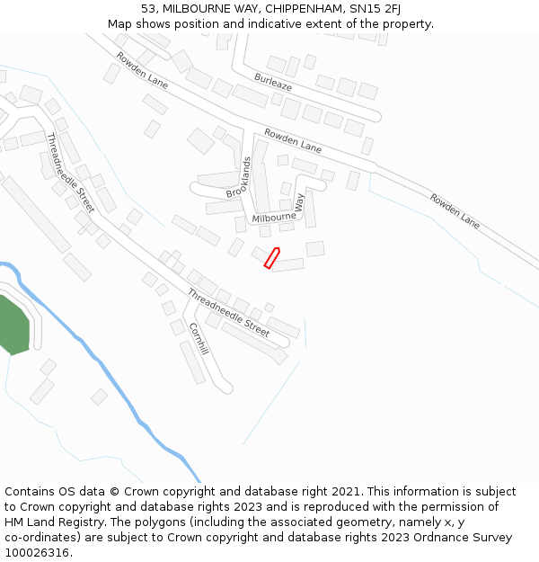 53, MILBOURNE WAY, CHIPPENHAM, SN15 2FJ: Location map and indicative extent of plot