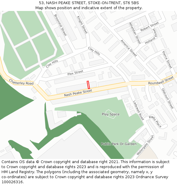 53, NASH PEAKE STREET, STOKE-ON-TRENT, ST6 5BS: Location map and indicative extent of plot