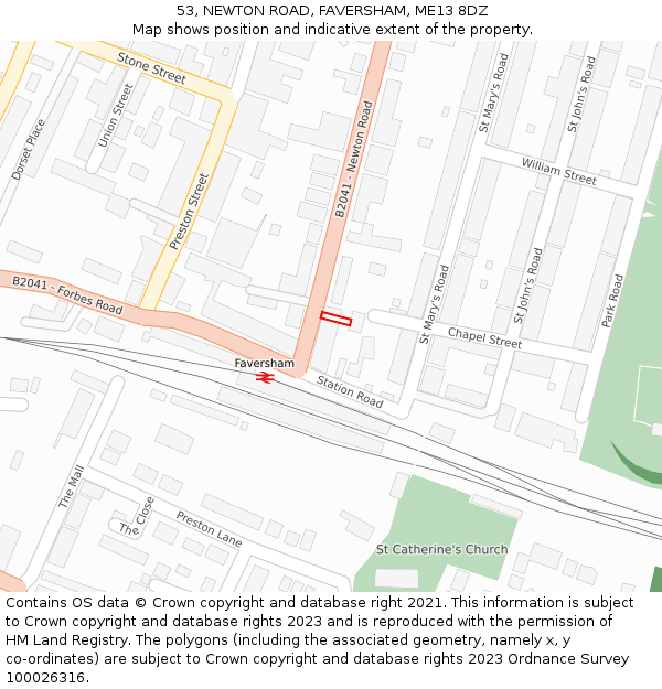 53, NEWTON ROAD, FAVERSHAM, ME13 8DZ: Location map and indicative extent of plot
