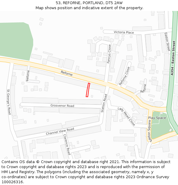 53, REFORNE, PORTLAND, DT5 2AW: Location map and indicative extent of plot