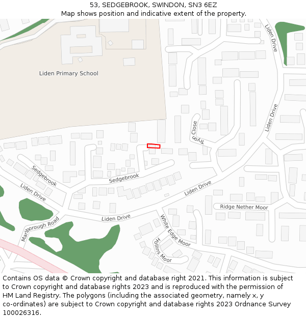 53, SEDGEBROOK, SWINDON, SN3 6EZ: Location map and indicative extent of plot