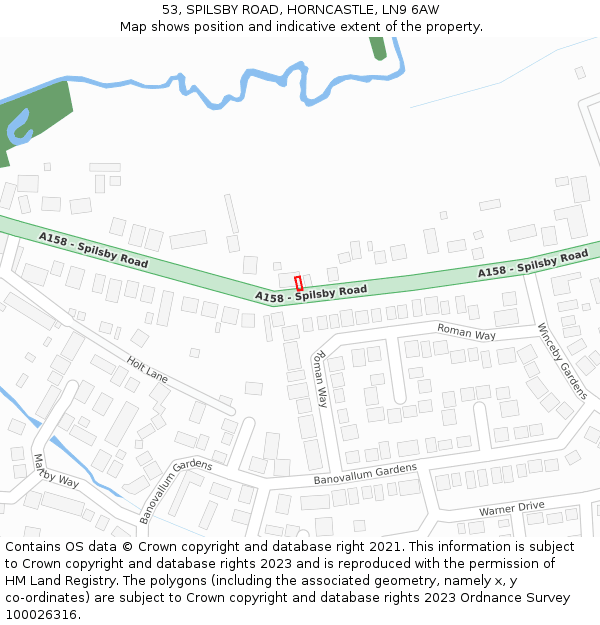 53, SPILSBY ROAD, HORNCASTLE, LN9 6AW: Location map and indicative extent of plot