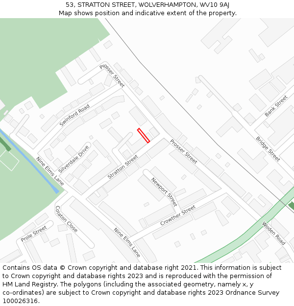 53, STRATTON STREET, WOLVERHAMPTON, WV10 9AJ: Location map and indicative extent of plot
