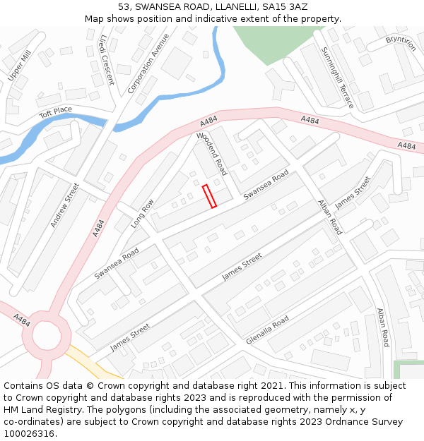 53, SWANSEA ROAD, LLANELLI, SA15 3AZ: Location map and indicative extent of plot