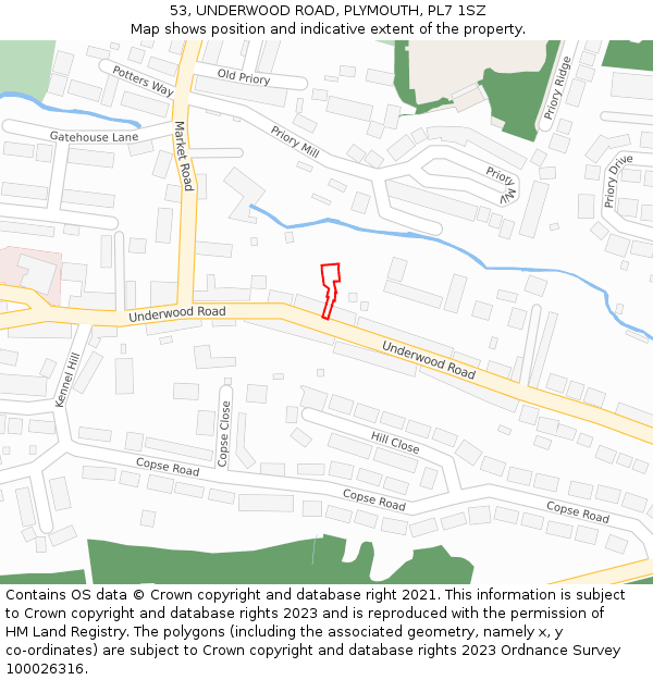53, UNDERWOOD ROAD, PLYMOUTH, PL7 1SZ: Location map and indicative extent of plot