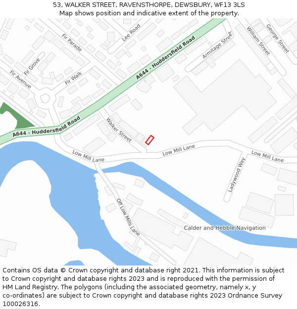 53, WALKER STREET, RAVENSTHORPE, DEWSBURY, WF13 3LS: Location map and indicative extent of plot