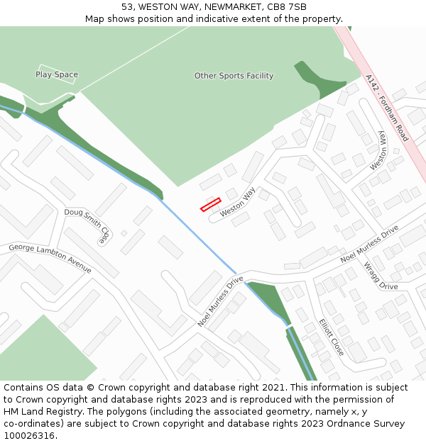53, WESTON WAY, NEWMARKET, CB8 7SB: Location map and indicative extent of plot