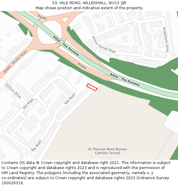 53, YALE ROAD, WILLENHALL, WV13 2JR: Location map and indicative extent of plot
