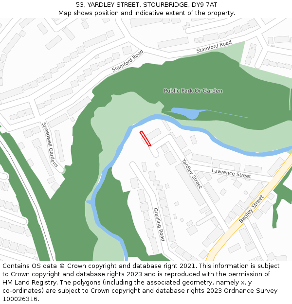 53, YARDLEY STREET, STOURBRIDGE, DY9 7AT: Location map and indicative extent of plot