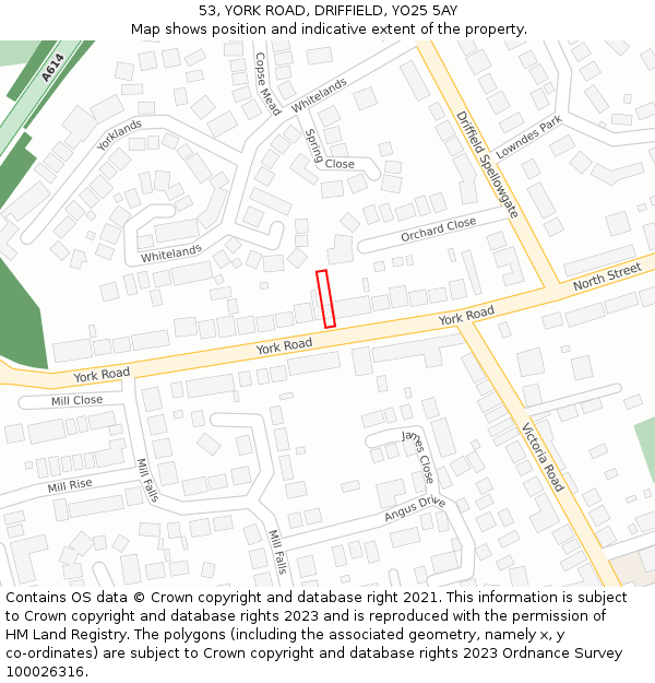 53, YORK ROAD, DRIFFIELD, YO25 5AY: Location map and indicative extent of plot