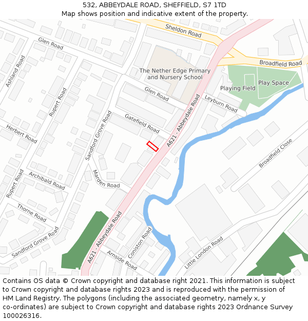 532, ABBEYDALE ROAD, SHEFFIELD, S7 1TD: Location map and indicative extent of plot