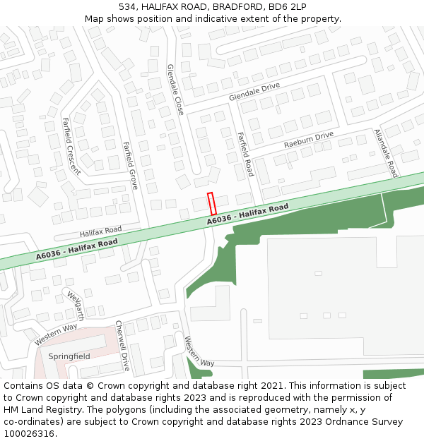 534, HALIFAX ROAD, BRADFORD, BD6 2LP: Location map and indicative extent of plot