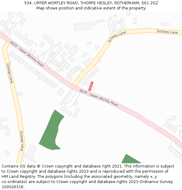 534, UPPER WORTLEY ROAD, THORPE HESLEY, ROTHERHAM, S61 2SZ: Location map and indicative extent of plot
