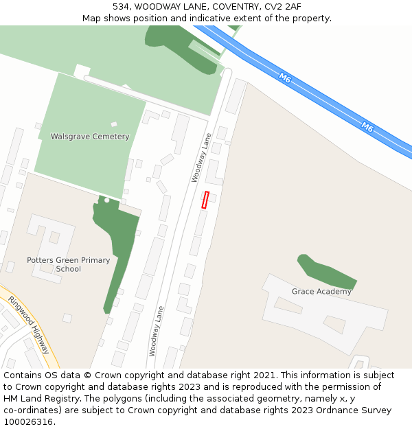 534, WOODWAY LANE, COVENTRY, CV2 2AF: Location map and indicative extent of plot