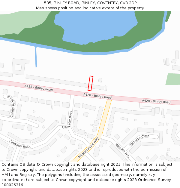 535, BINLEY ROAD, BINLEY, COVENTRY, CV3 2DP: Location map and indicative extent of plot