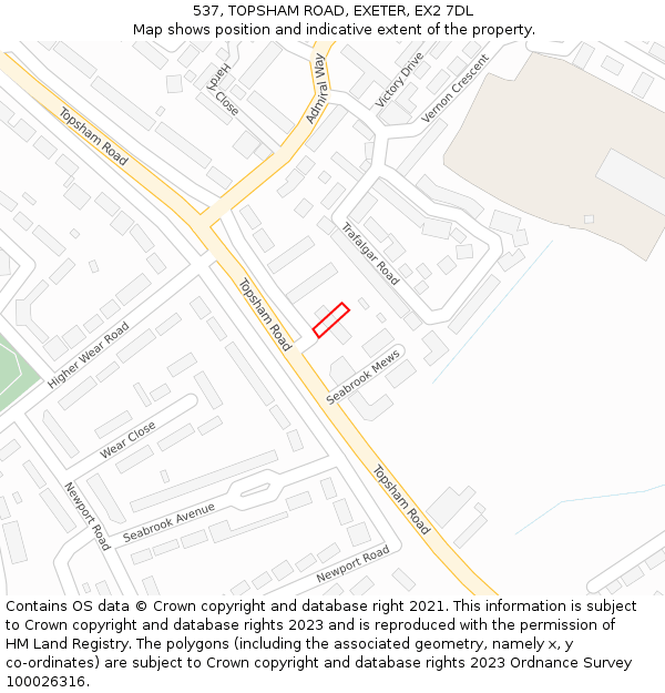 537, TOPSHAM ROAD, EXETER, EX2 7DL: Location map and indicative extent of plot