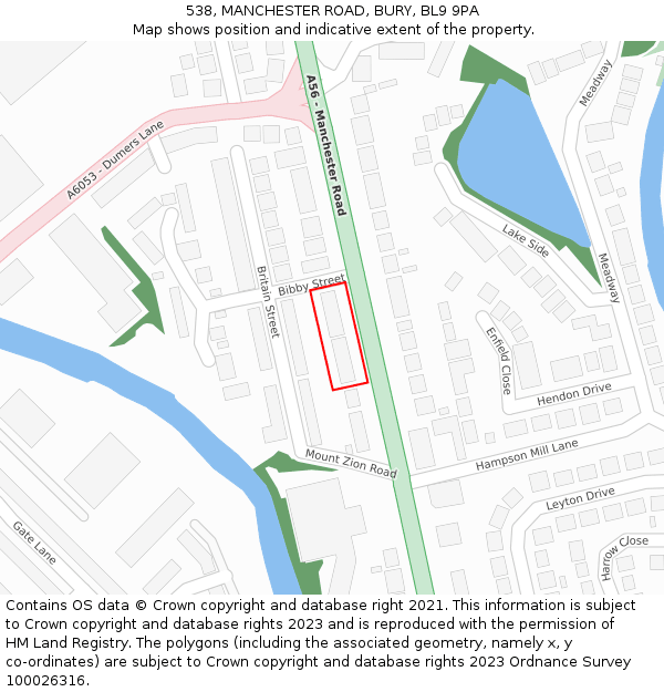 538, MANCHESTER ROAD, BURY, BL9 9PA: Location map and indicative extent of plot