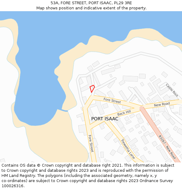 53A, FORE STREET, PORT ISAAC, PL29 3RE: Location map and indicative extent of plot