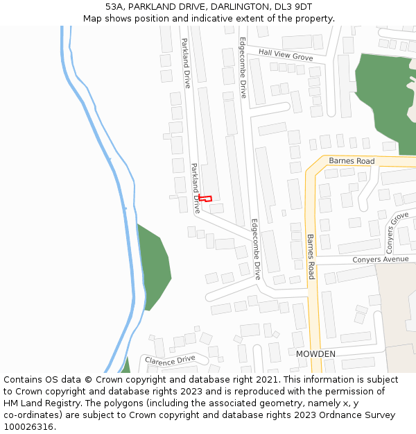 53A, PARKLAND DRIVE, DARLINGTON, DL3 9DT: Location map and indicative extent of plot