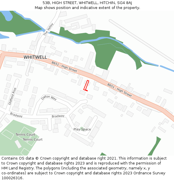 53B, HIGH STREET, WHITWELL, HITCHIN, SG4 8AJ: Location map and indicative extent of plot