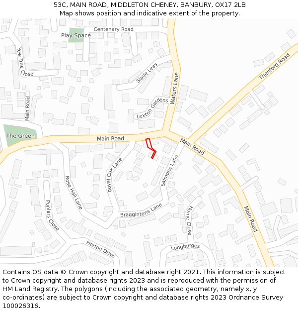53C, MAIN ROAD, MIDDLETON CHENEY, BANBURY, OX17 2LB: Location map and indicative extent of plot