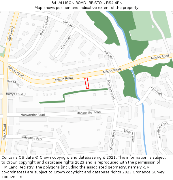 54, ALLISON ROAD, BRISTOL, BS4 4PN: Location map and indicative extent of plot