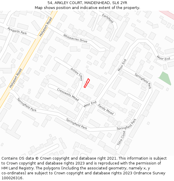 54, ARKLEY COURT, MAIDENHEAD, SL6 2YR: Location map and indicative extent of plot