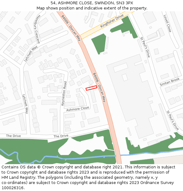 54, ASHMORE CLOSE, SWINDON, SN3 3PX: Location map and indicative extent of plot