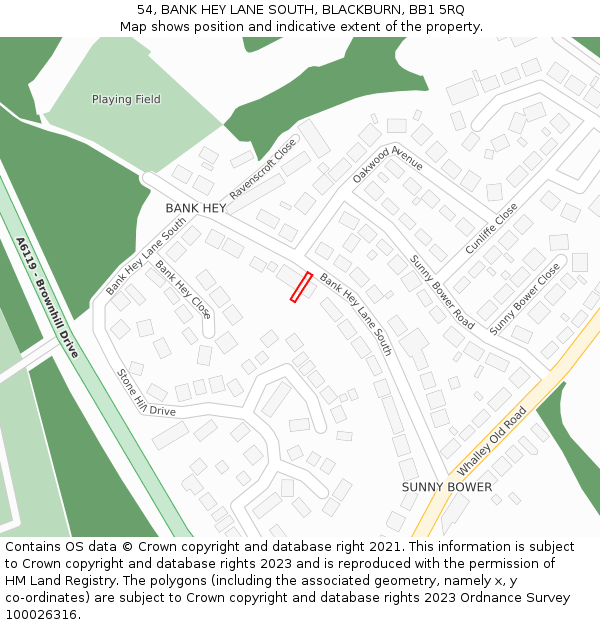 54, BANK HEY LANE SOUTH, BLACKBURN, BB1 5RQ: Location map and indicative extent of plot