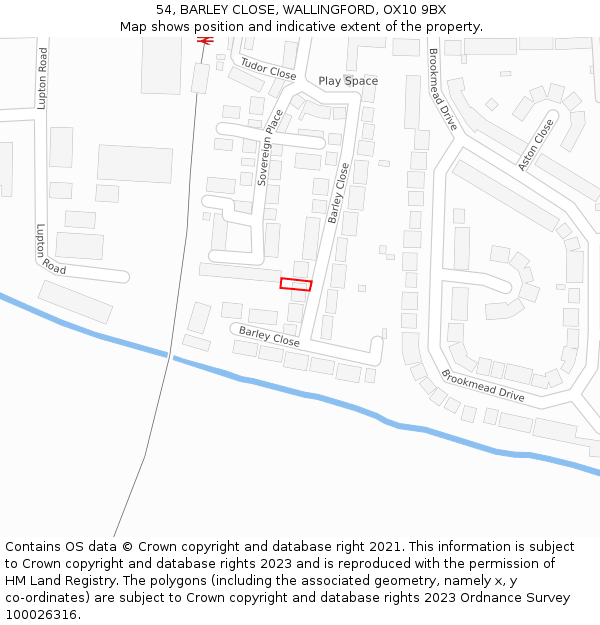 54, BARLEY CLOSE, WALLINGFORD, OX10 9BX: Location map and indicative extent of plot