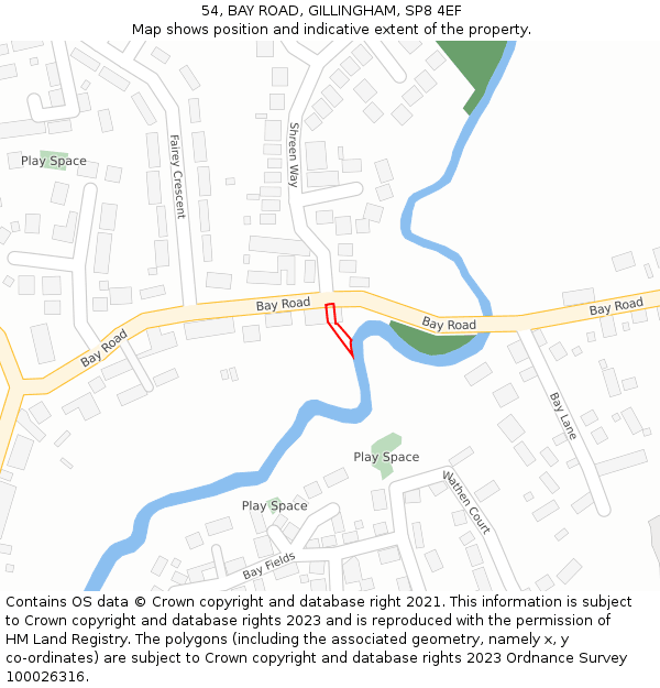 54, BAY ROAD, GILLINGHAM, SP8 4EF: Location map and indicative extent of plot