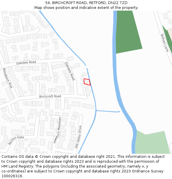54, BIRCHCROFT ROAD, RETFORD, DN22 7ZD: Location map and indicative extent of plot