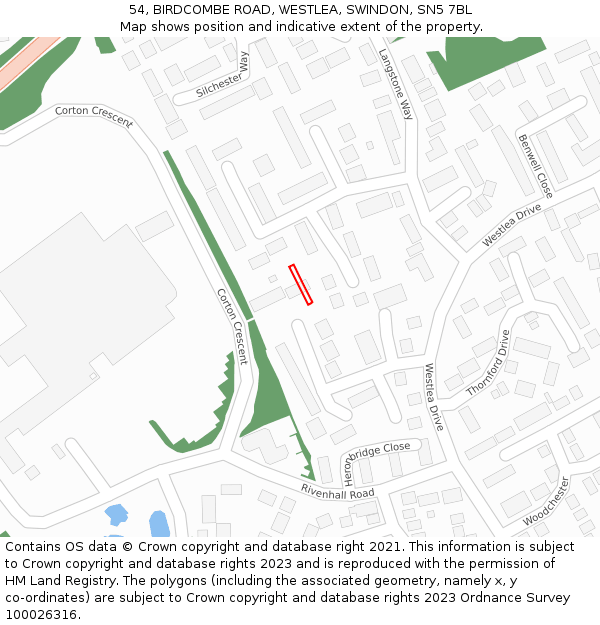 54, BIRDCOMBE ROAD, WESTLEA, SWINDON, SN5 7BL: Location map and indicative extent of plot