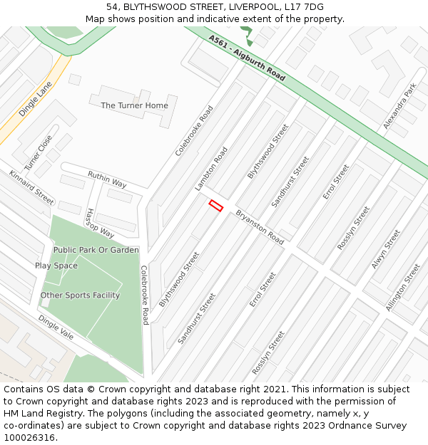 54, BLYTHSWOOD STREET, LIVERPOOL, L17 7DG: Location map and indicative extent of plot
