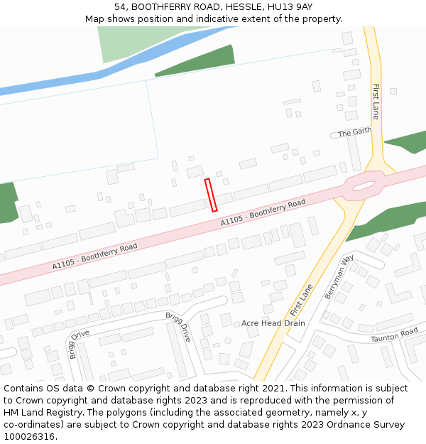 54, BOOTHFERRY ROAD, HESSLE, HU13 9AY: Location map and indicative extent of plot