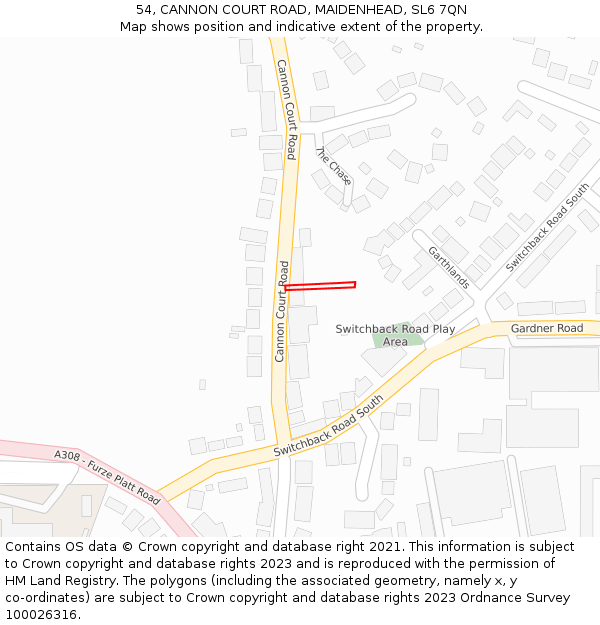54, CANNON COURT ROAD, MAIDENHEAD, SL6 7QN: Location map and indicative extent of plot