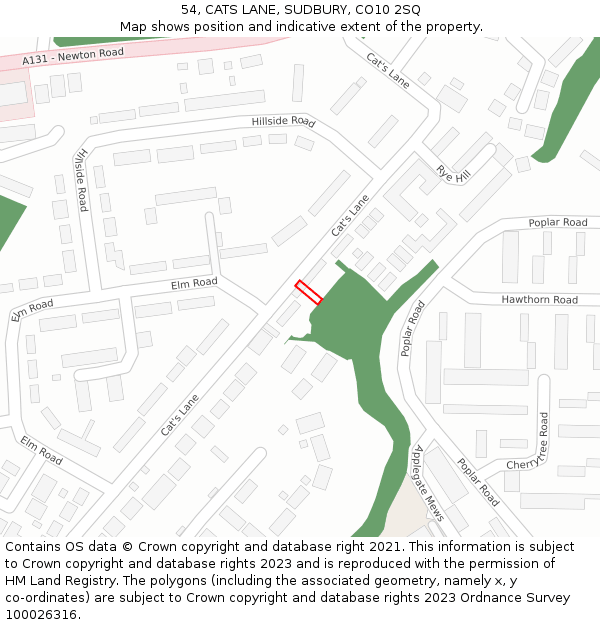 54, CATS LANE, SUDBURY, CO10 2SQ: Location map and indicative extent of plot