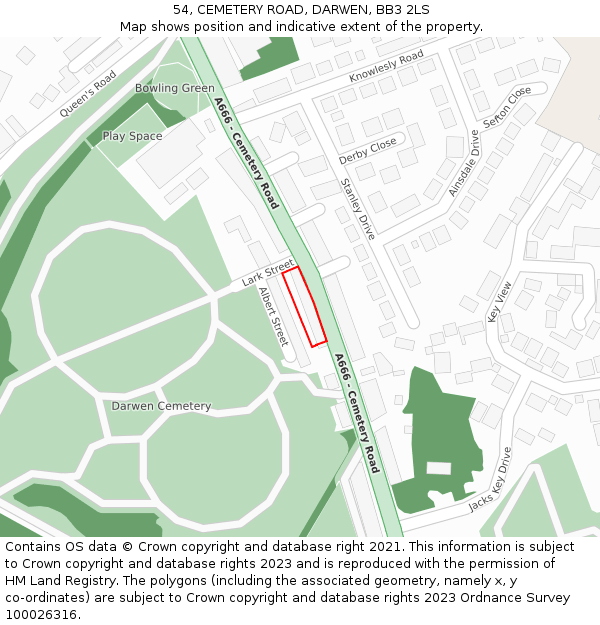 54, CEMETERY ROAD, DARWEN, BB3 2LS: Location map and indicative extent of plot