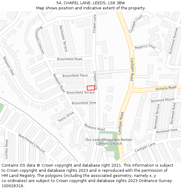 54, CHAPEL LANE, LEEDS, LS6 3BW: Location map and indicative extent of plot