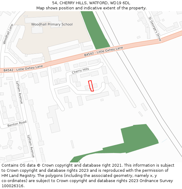 54, CHERRY HILLS, WATFORD, WD19 6DL: Location map and indicative extent of plot