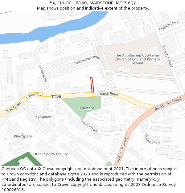 54, CHURCH ROAD, MAIDSTONE, ME15 6QY: Location map and indicative extent of plot